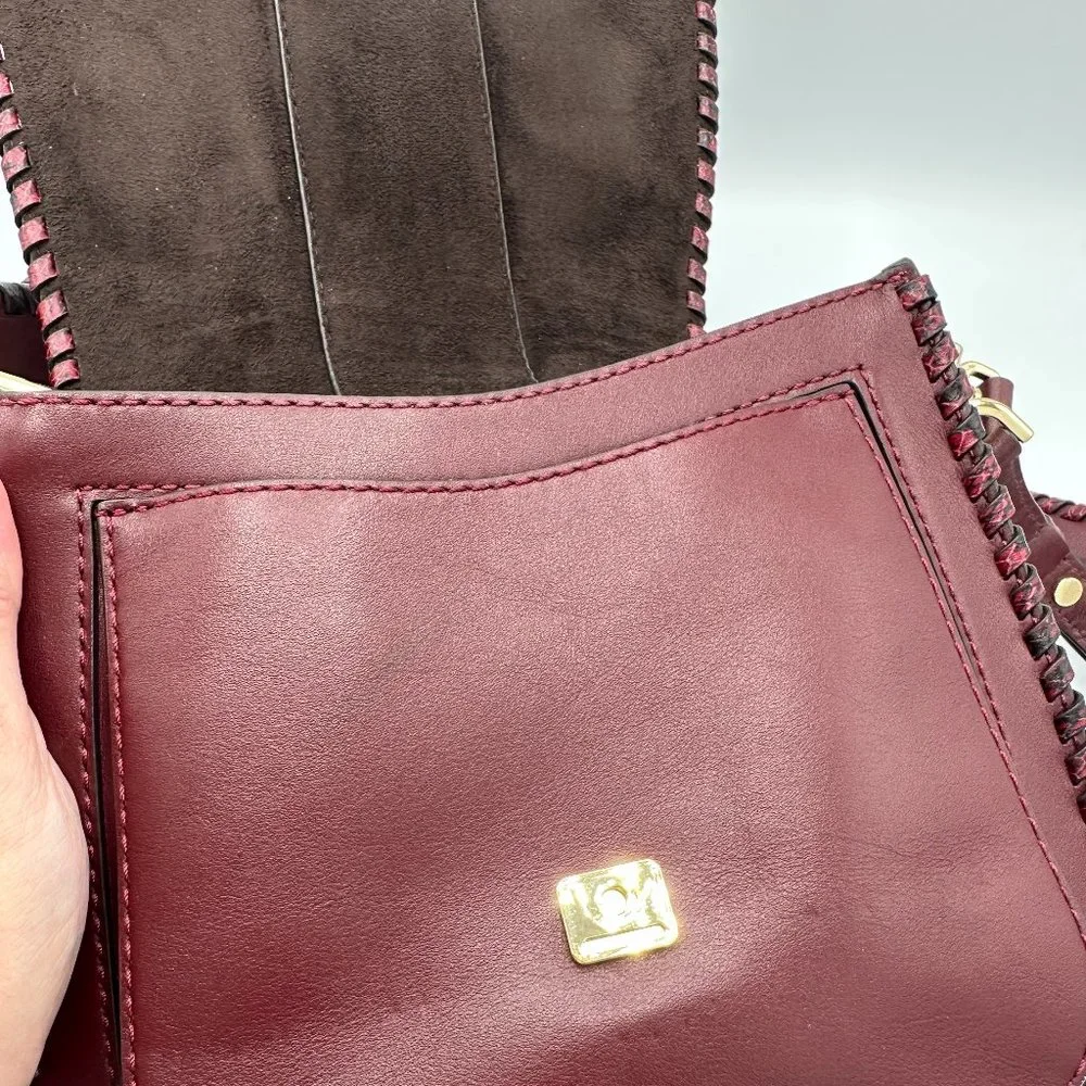 NWOT Michael Kors LILLIE Whip Stitched Leather Bag/Crossbody OXBLOOD RED PYTHON - Picture 10 of 16